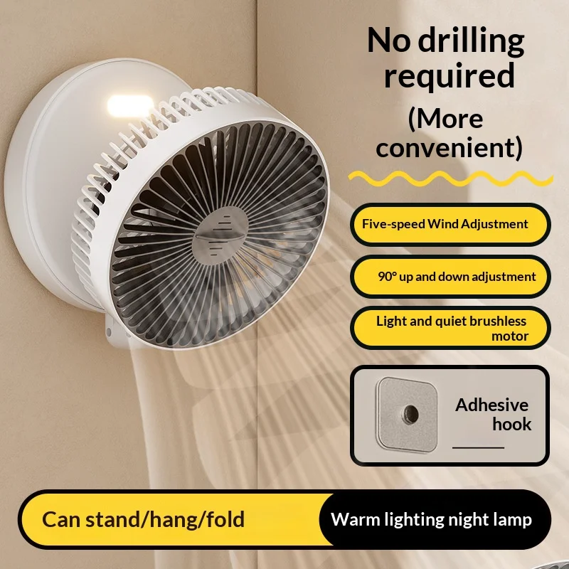 Faltbarer Wandventilator 5000 mAh, leuchtet im Dunkeln – Bild 3