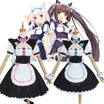 NEKOPARA Cosplay Chocola Vanille Cosplay Maid Kleid Frauen Mädchen Komplettes Set Süße Lolita Halloween Party