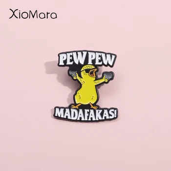 Pew Pew Madafakas! Niedliche Huhn-Emaille-Anstecknadeln, cooles Killer, kleines Huhn, Sonnenbrille, Broschen