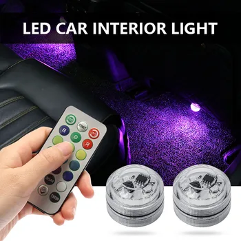Drahtlose LED Auto Innen Umgebungs Licht Fernbedienung 13 Farben Diamant Tauchen Licht Auto Dach Fuß