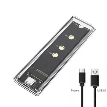 M.2 NVME PCIe NGFF SATA Dual-Protokoll SSD-Gehäuse Transparent USB Typ C PCI-E M2 SSD Externes Gehäuse