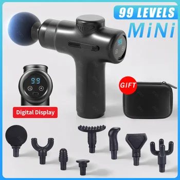 Mini-Faszienpistole mit 99 Stufen, tragbare Handmassagepistole, Vibration, Digitalanzeige, Muskelmassagegerät