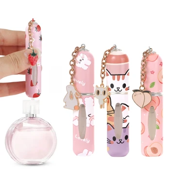 5 ml nachfüllbare Sprühflasche Mini-Blumenmuster nachfüllbare Parfümflasche mit Anhänger leere