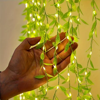 2 m, 20 Lichterketten, immer auf Batteriekasten, Weidenvorhang, Lampe, dekorative Lichterkette, Nachahmung