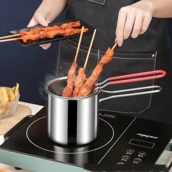 Edelstahl-Fritteuse mit Bratkorb, multifunktionaler kleiner Topf, küchenspezifisches Braten von Hühnchen