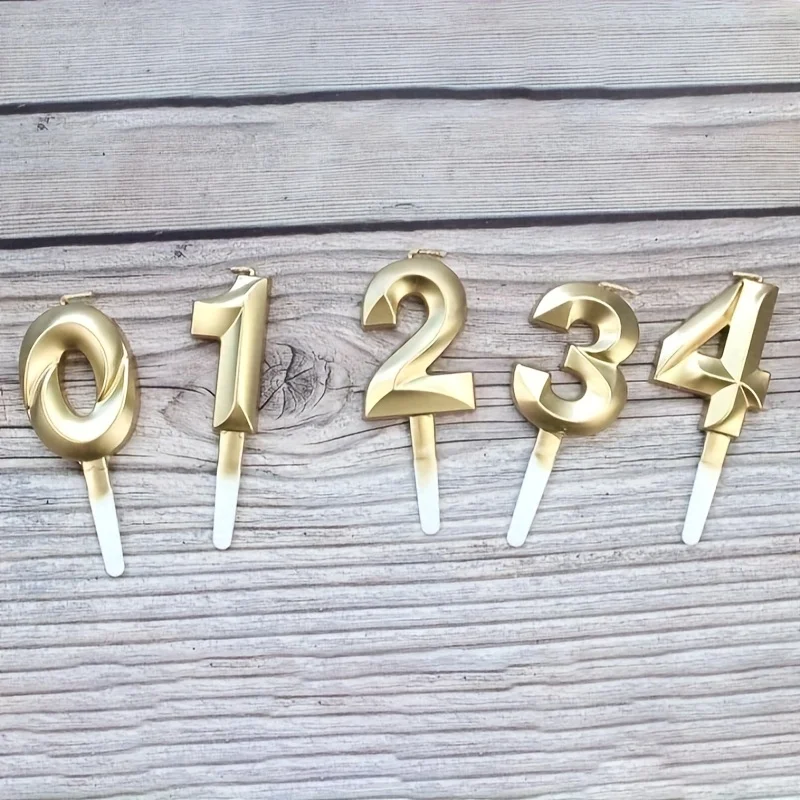 Kreative Gold Diamant Zahl Kerze Große 3D Geburtstag Kuchen – Bild 4