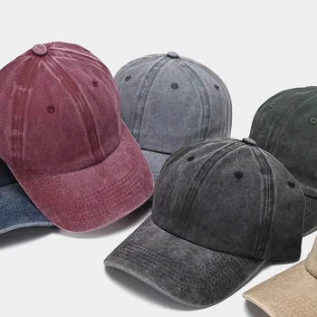 Sonnencreme wassergewaschene Herren-Baseballkappe mit kleinem Gesicht, Retro-Distressed- und vielseitiger