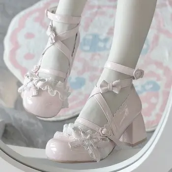 Lolita Mary Jane Schuhe Neue Damen Niedliche Schleife High Heels Prinzessin Mit Hohen Absätzen Einzelne Schuhe