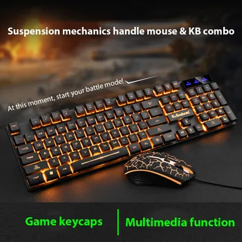 KM320 Tastatur- und Maus-Set, wasserdichte, leuchtende Spiel-Tastatur mit Hintergrundbeleuchtung