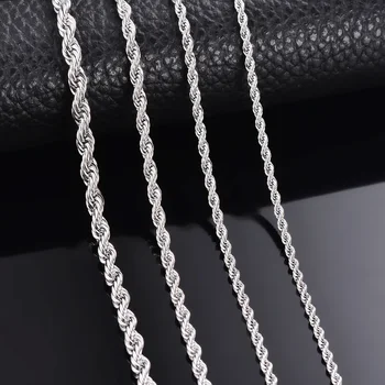 925 Sterling Silber Breite 2 mm/3 mm/4 mm Seilkette Halskette/Armband für Männer Frauen Mann Mode Kette