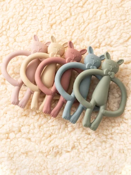 Farbe Kinder 1PCS Silikon Beißring Spielzeug Baby Pflege Beißring Geschenke Neugeborenen Cartoon Kaninchen