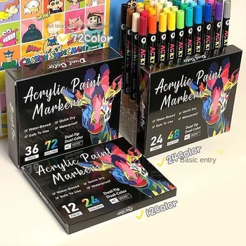 Professionelle Kunstverwendung: 48-Farben-Acrylfarben-Marker, Stifte mit feiner Doppelspitze und Pinselspitze