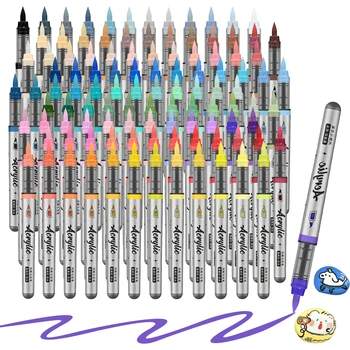 Acryl-Farbmarker, 12 Stück Acryl-Farbstifte-Set mit Pinselspitze und 9 professionellen Farbserien