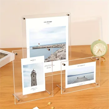 1 Packung mit 5-10 Zoll A4/A5 Acryl-Fotorahmen Klassischer Geneigter Desktop-Displayständer