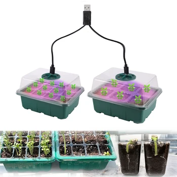 Samen-Starter-Tablett-Box mit LED-Wachstumslicht, Kindergarten-Topf, Sämling-Keimung, Pflanzgefäß