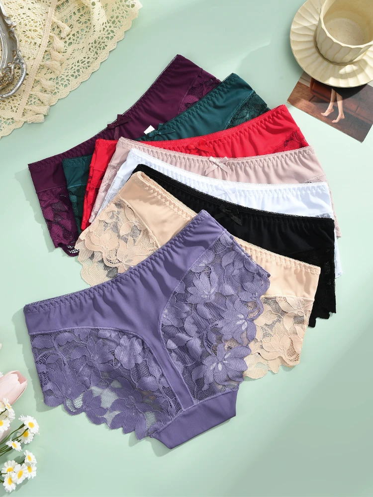 S-XXL Frauen Spitze Höschen Patchwork Nahtlose Unterwäsche – Bild 4