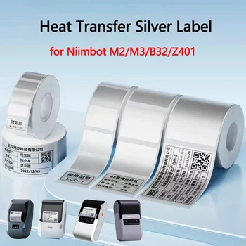 Niimbot M2/M3/B32/Z401 Silver Label Wärmeübertragungsdruckpapier Fester Asset-Aufkleber Bürogeräte Laser