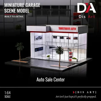 Diorama 1/64 Zweistöckiger Ausstellungsraum Parkplatz-Szenenmodell Stadtbau-Garage Vitrine für Modellautos