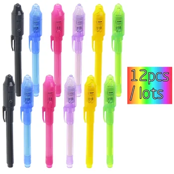 Leucht Licht Stift Magie Lila 2 in 1 UV Schwarz Licht Combo Zeichnung Unsichtbare Tinte Stift (12 Stück)