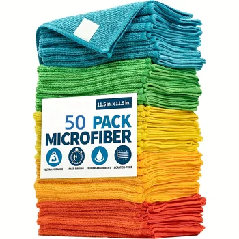 Mikrofaser-Reinigungstücher - Polyester, streifenfrei für mehrere Oberflächen. Für Outdoor, Badezimmer, Küche