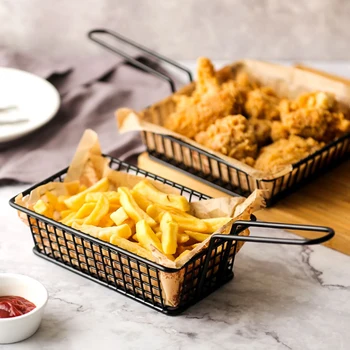 Kreative rechteckige Pommes Frites Korb Snack korb gebratene Lebensmittel behälter mit Griff westlichen