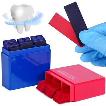 300 Blatt Dental-Bisspapier, Einweg-Zahnarzt, blau/rot, doppelseitiger Bissstreifen, orale Zahnpflege