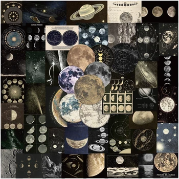 Cosmic Dark Universe Space Planets Galaxy Aufkleber Ästhetisches Auto Motorrad für Junk Journal (50 Stück)