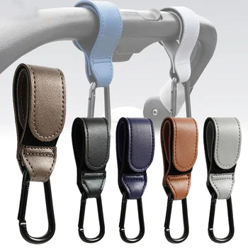 Baby Kinderwagen Haken Mode PU Leder Einstellbare Pram Haken Warenkorb Organizer Windel Tasche Kleiderbügel