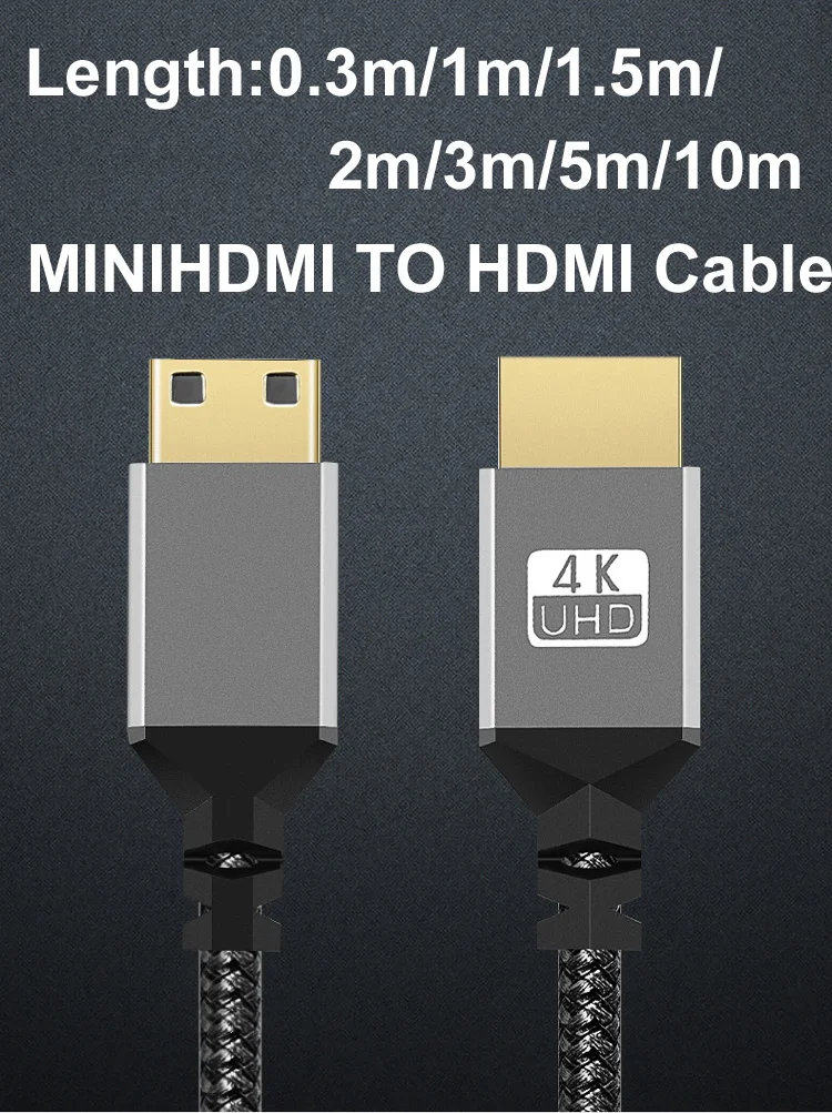 Nylon MINI HDMI zu HDMI Kabel HDMI2.0 MINIHDMI Stecker A – Bild 6