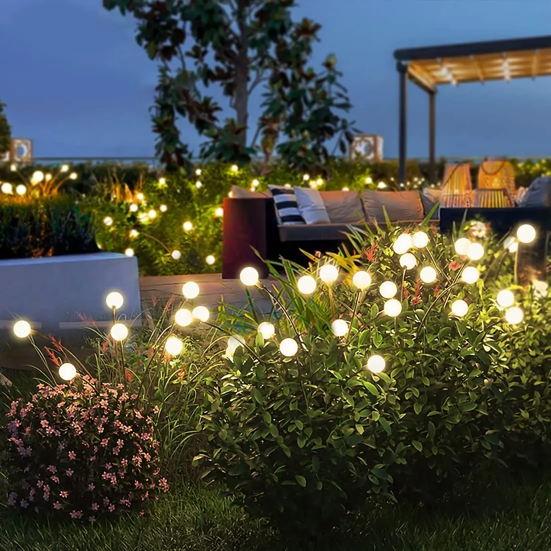 8-LED-Solar-Gartenleuchten, angetriebene – Bild 4
