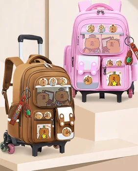 Kinder-Trolley-Rucksack mit Rollen, Schüler-Schultasche mit hoher Kapazität, Rollschultasche