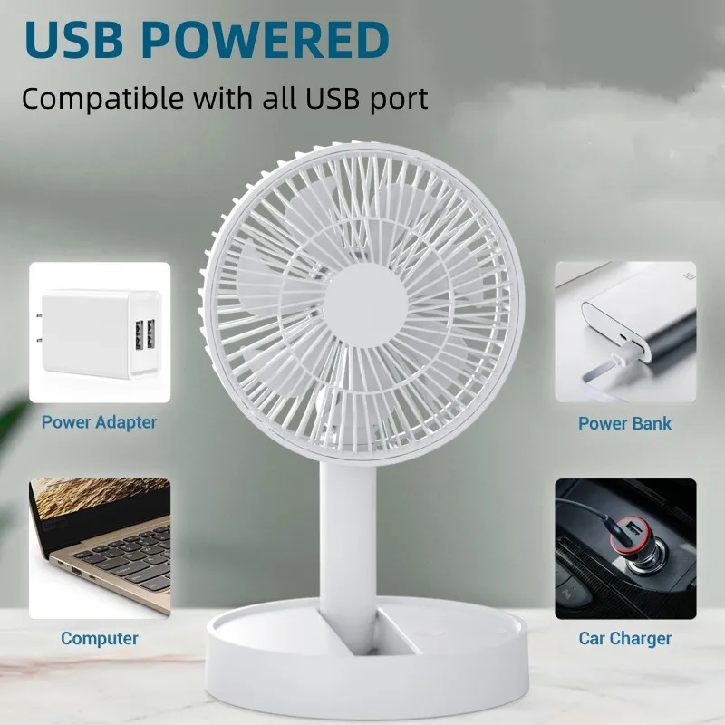 Faltbarer USB-Ventilator mit 4 Geschwindigkeiten und Timing – Bild 2