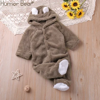Humor Bär Herbst Cartoon Stil Winter Langarm Baby Jungen Mädchen Strampler Kleinkind Kinder Overall Overalls
