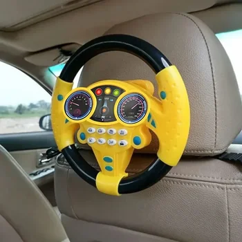 Infant Glänzende Simulation Lenkrad Spielzeug kinder Frühe Bildung Copiloten Kinderwagen Lenkrad Stimm