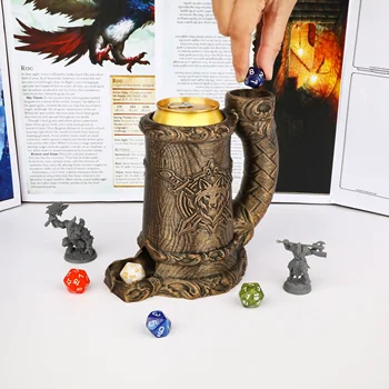 Würfelturm-Becher - Druiden-Wolf-Emblem Würfelturm, Zubehör für Tabletop-RPG, Erhältlich in 3 Farben