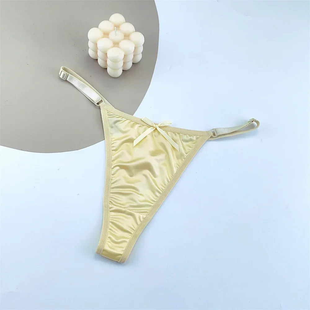 3PCS Einstellbare Satin Tanga Frauen Sexy G-string – Bild 4
