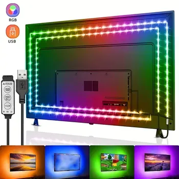 LED-Leuchten für TV, 3-Tasten-Steuerung, LED-Streifen, USB, 5 V, Klebeband, Lichter für TV