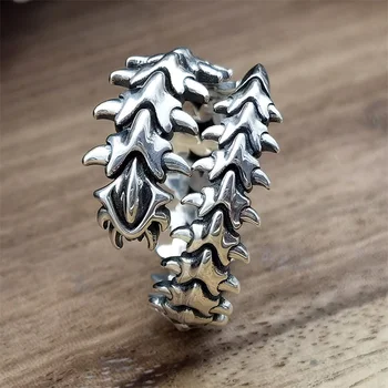 Vintage Punk Tausendfüßler Paar Ring Gothic Geometrische Wirbelsäule Fünf Finger Ringe Hip Hop Übertreibung