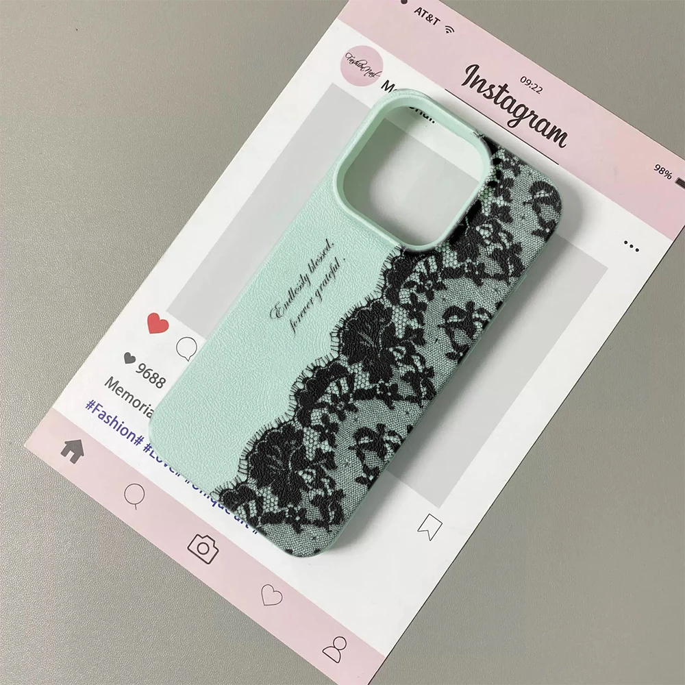 Mintgrüne Spitzen-Handyhülle für iPhone 17 16 15 14 Plus 13 – Bild 5