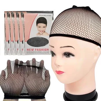 Packung Dehnbare Elastische Haarnetze mit Offenen Enden, Netznetz-Perückenkappen für Haarstyling (5 Stück)