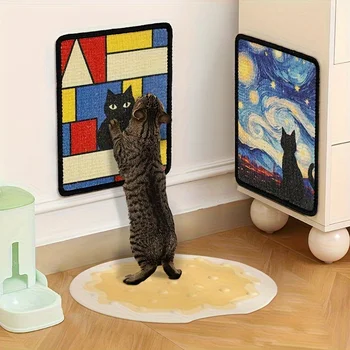 Wandmontiertes Katzenkratzbrett aus natürlichem Sisal - kein Chaos, platzsparende, kratzfeste Matte