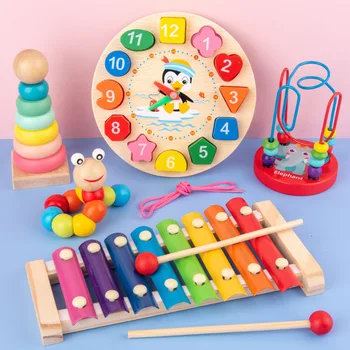 Montessori Baby Spielzeug Kinder 3D Holz Puzzles Frühen Lernen Baby Spiele Spielzeug Pädagogisches Holz