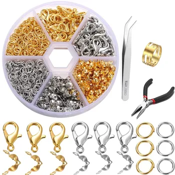 Schachtel Schmuck Machen Kits Karabinerverschluss Offene Biegeringe End Crimps Perlen Box Handgemachte DIY