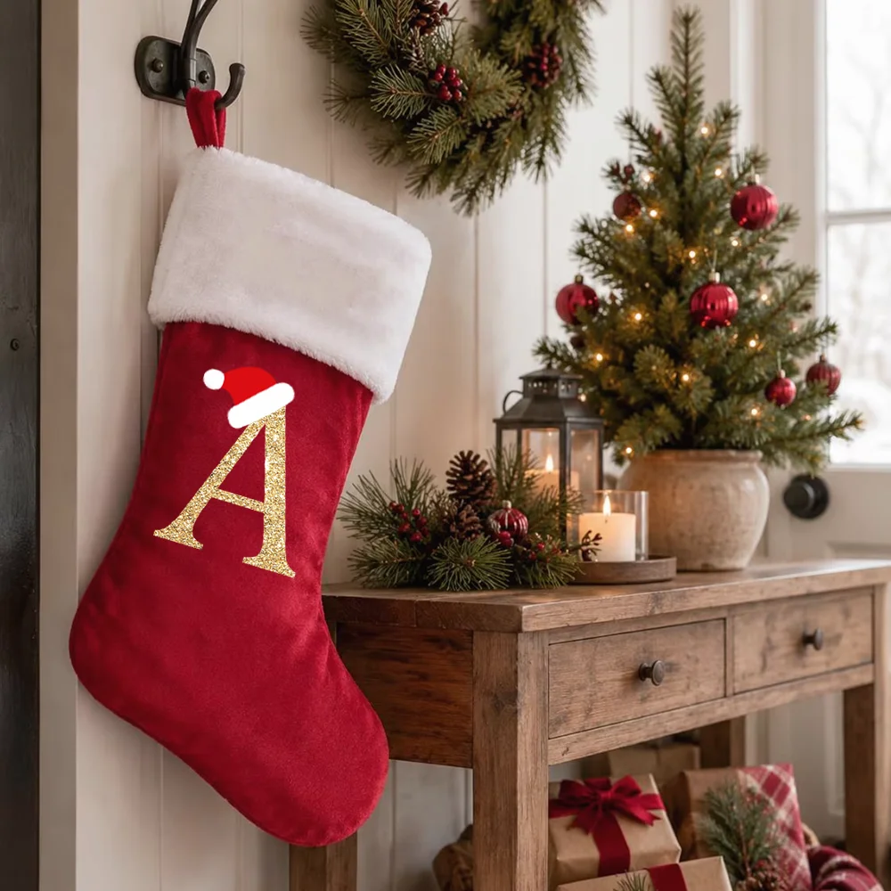 Weihnachtsstrumpf mit Buchstaben, roter passender – Bild 4