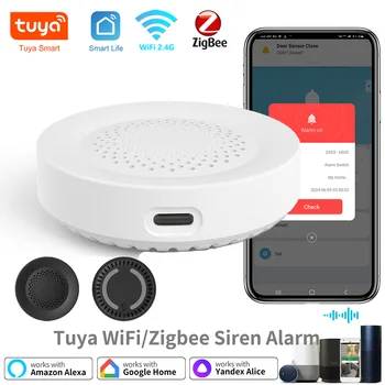 Tuya ZigBee Wifi Sirene Alarm für Smart Home Sicherheit 100db Lautsprecher funktioniert mit Alexa Yandex Alice