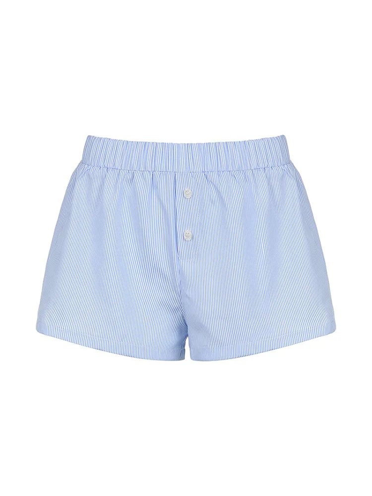 Gestreifte Print Casual Shorts für Frauen elastische Taille – Bild 5