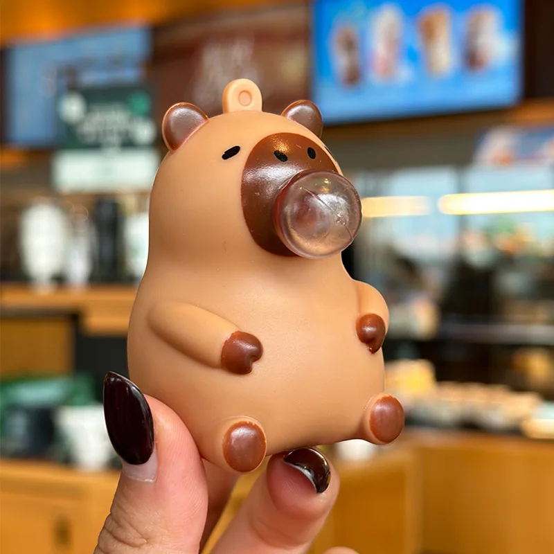Capybara Puppe Prise Anhänger Spielzeug Squeeze Spucken Blase – Bild 6