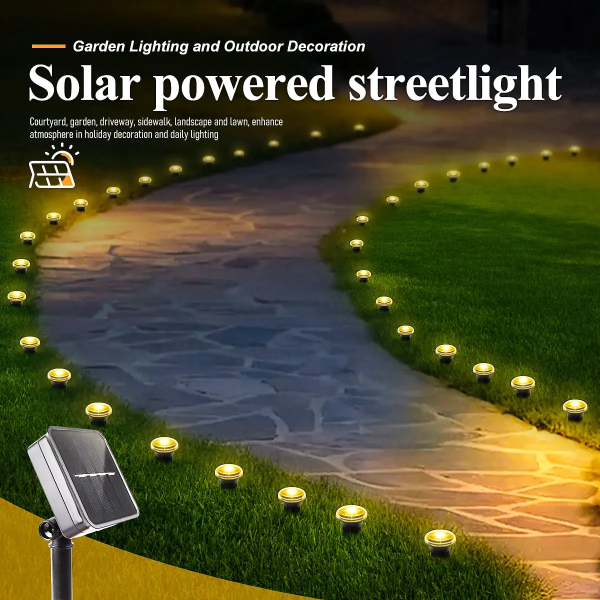 Solar-LED-Garten-Wegeleuchte, 15/30 LEDs, 8 Modi – Bild 6
