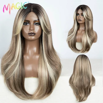 Magische synthetische Spitze Front Perücke Cosplay 26 "Spitze gerade Ombre Spitze Perücke Teil Perücke blonde