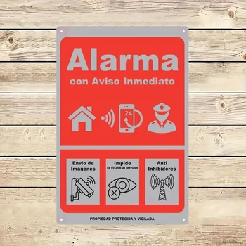 Sofortiges Alarmschild - Wanddekoration aus Eisen, rot mit weißem Symbol, Anti-Invasions-Visual